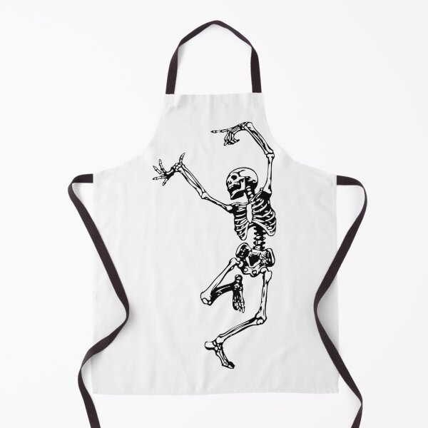 Dancing Skeleton | Day of the Dead | Dia de los Muertos | Skulls and Skeletons | Black and White | Apron
