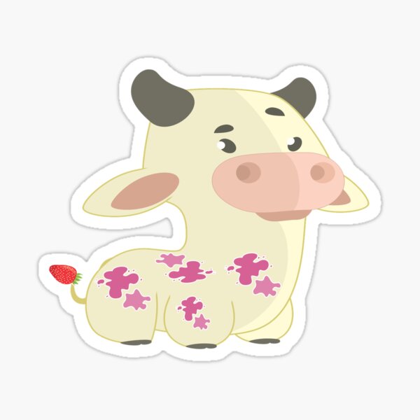 Strawberry Cow Cute Cow Pink Cow Cute Pink Cool Strawberry Cow Sticker By Mushanodesign Redbubble - cow fruit roblox cute effect pink sticker by