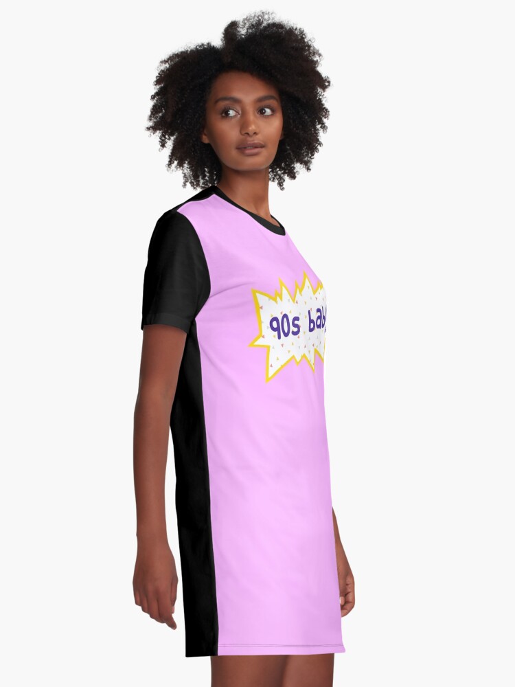 Pink 90s Baby Logo Quote Retro Design Cartoon Graphic T-Shirt Dress for  Sale by Sunny Collections