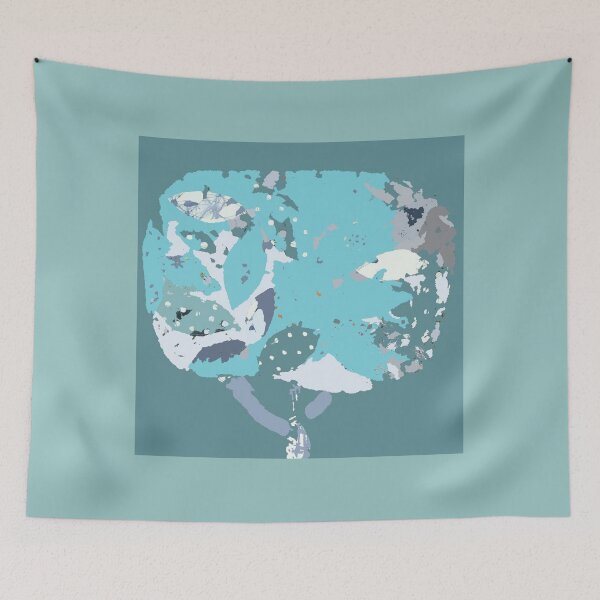 Item preview, Denim tree fiber art in shades of blue gray white designed and sold by djrunnels.
