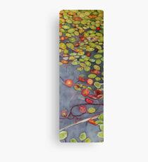 Lily pads on One Mile Lake, watercolor on paper mounted on board Canvas Print