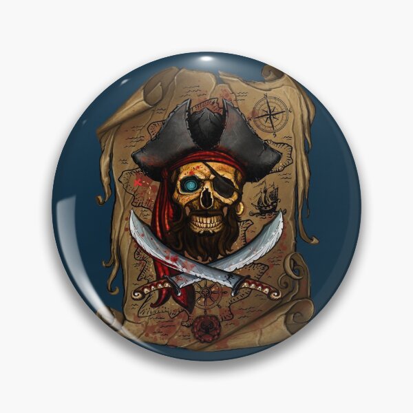 Item preview, Badass Skull Pirate & Treasure Map designed and sold by Desha001.