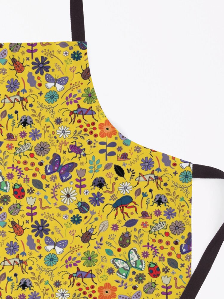 Alternate view of Butterflies, beetles and blooms - Yellow - pretty floral pattern by Cecca Designs Apron