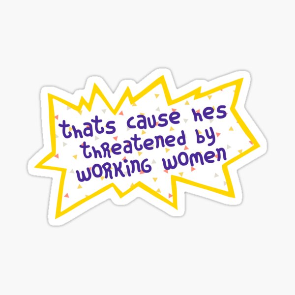 Artikel-Vorschau von Weiße Angelica, weil er von berufstätigen Frauen bedroht wird. Feministisches Logo-Zitat, 90er-Jahre-Retro-Design-Cartoon, designt und verkauft von Sunny Collections.