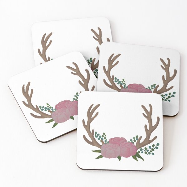 Item preview, Antlers with peonies designed and sold by Madison Daly Art.