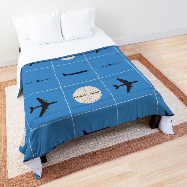 Pan Am Planes and Globe Square Pattern Comforter