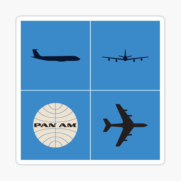 Pan Am Planes and Globe Square Pattern Sticker
