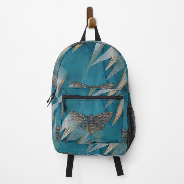 Item preview, Moth Stories Teal Blue Collage Art designed and sold by 13Moons.