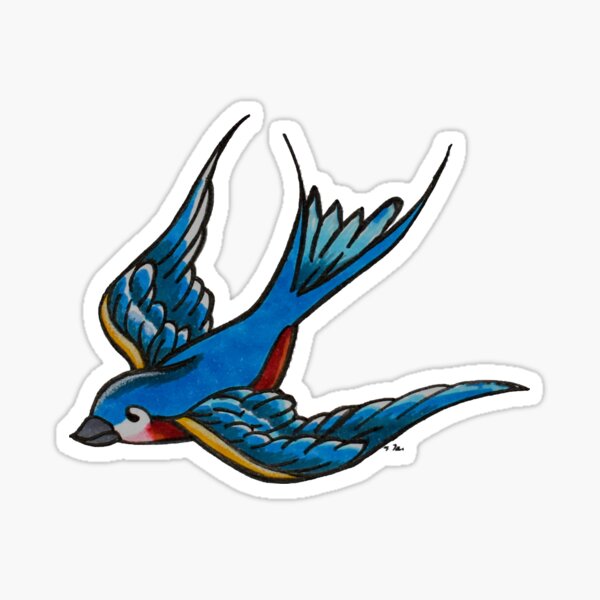 Blue Bird Tattoo Stickers Redbubble