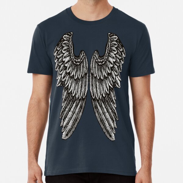 Angel Wings | Vintage Wings | Black and White |  Premium T-Shirt