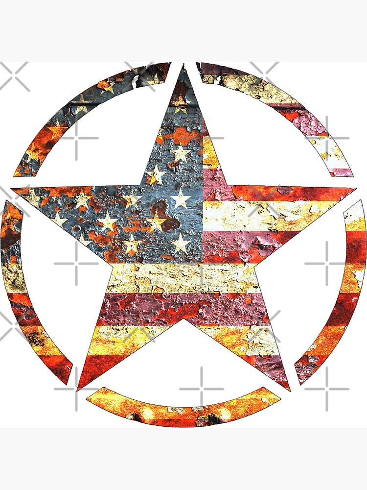 Circled Army Star on Distressed American Flag by MolonLabeArt