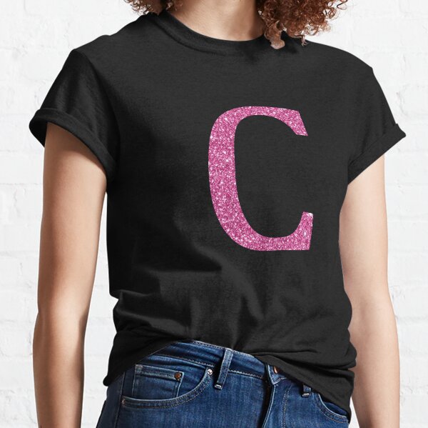 Classic Monogram Short Sleeve T-Shirt: Teal / Neon Pink Glitter Medium