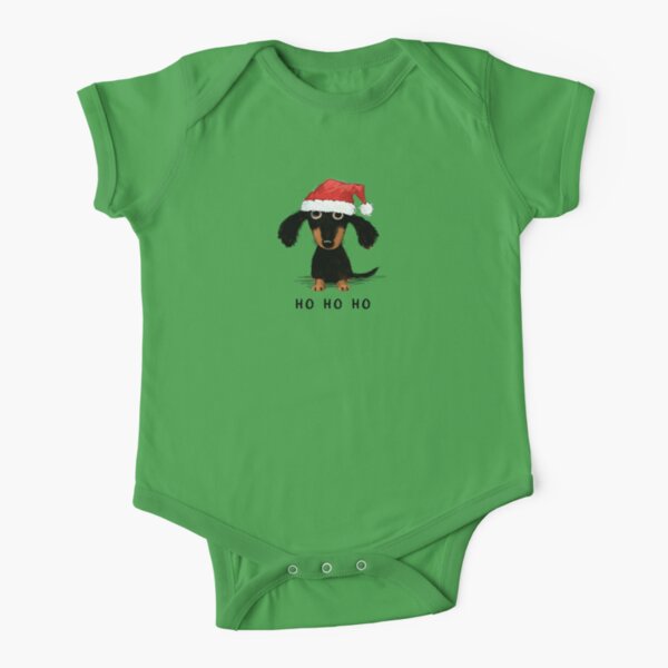 Doxie Cláusula Santa Dachshund | Divertido perro Wiener Navidad Body de manga corta para bebé
