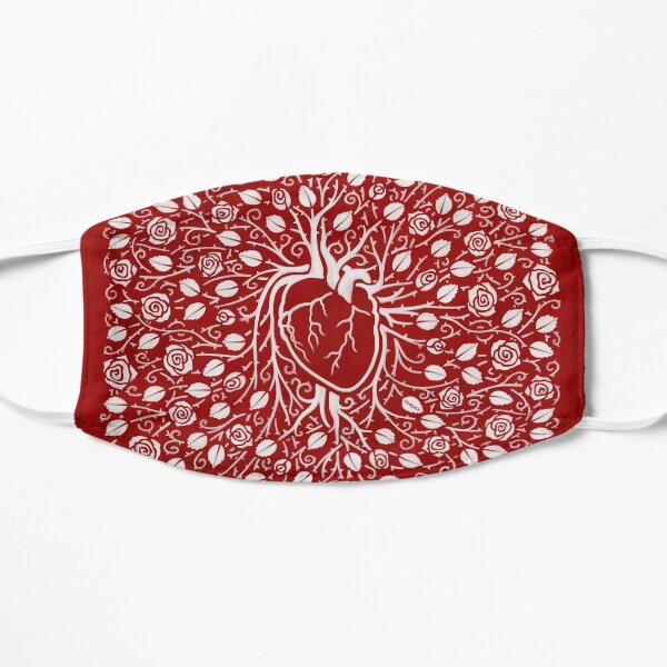 Human heart and rose vine Flat Mask