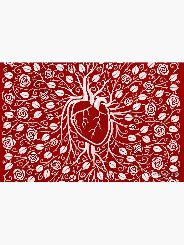 Thumbnail 4 of 4, Zipper Pouch, Human heart and rose vine designed and sold by pixbyrichard.