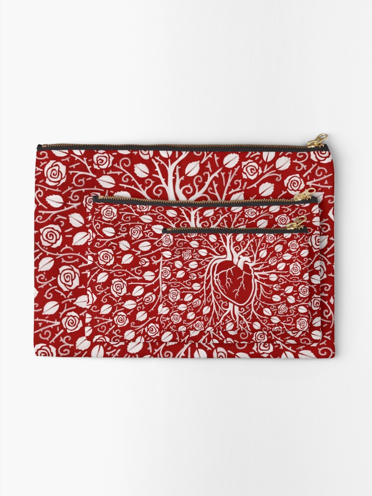 Thumbnail 2 of 4, Zipper Pouch, Human heart and rose vine designed and sold by pixbyrichard.