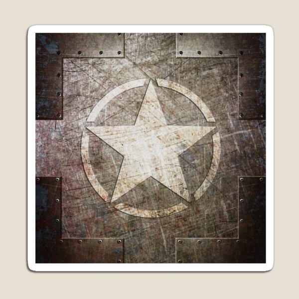 Army Star on Distressed Riveted Metal Sheet Magnet