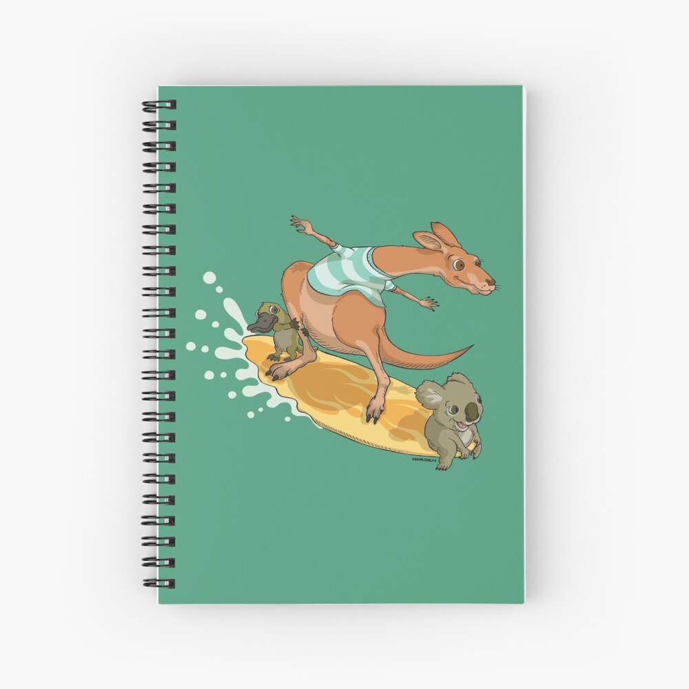 "Surfing kangaroo and friends" Spiral Notebook for Sale by pixbyrichard Redbubble