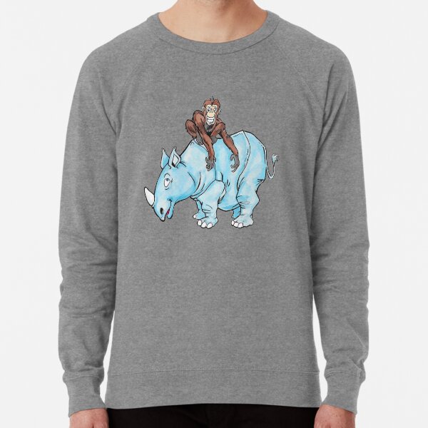 chimp on rhino Lightweight Sweatshirt