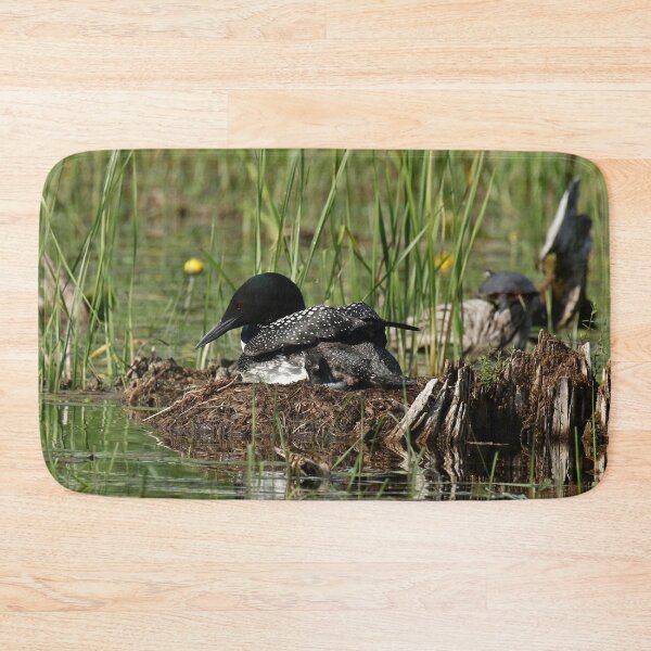 Item preview, Mom and baby loon in the nest designed and sold by locustgirl.