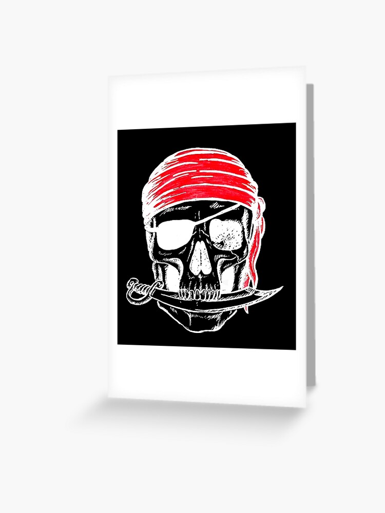 Calavera pirata pañuelo rojo | Greeting Card