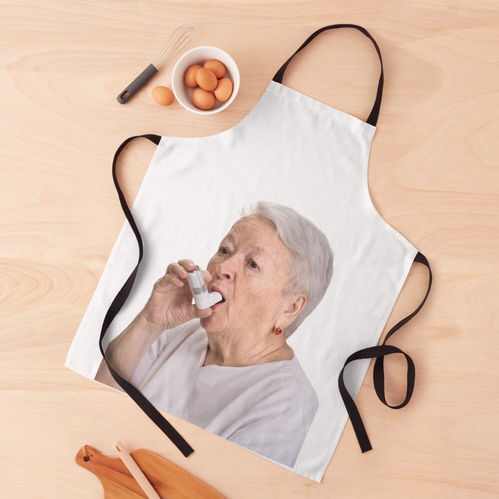 Old Lady with Inhaler Apron