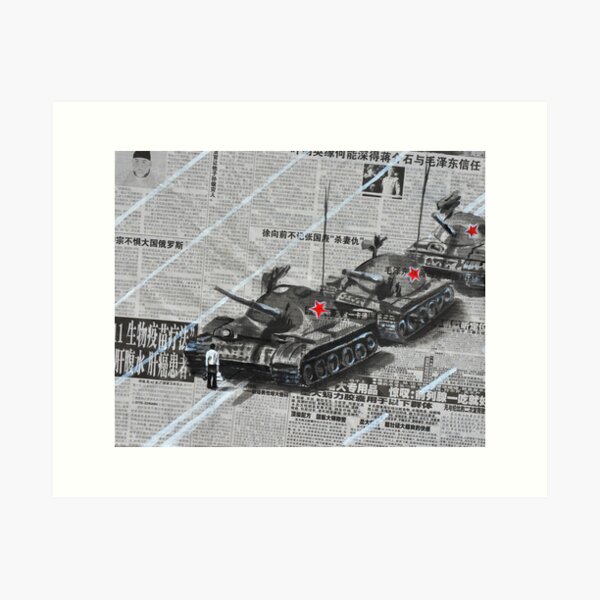 Vista previa del artículo con la obra «Hombre tanque de Tiananmen», diseñado y vendido por Jamie Alexander.