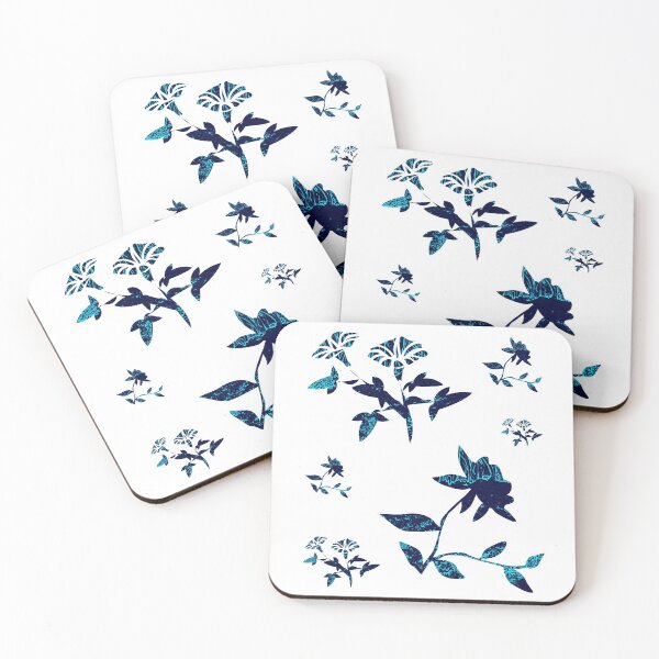Item preview, Patterned flowers in blue designed and sold by Moonyflower.