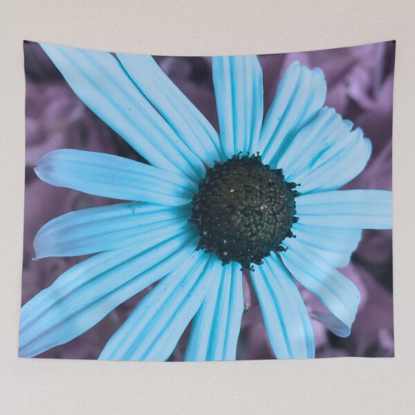 Item preview, Blue flower on purple background designed and sold by GingerCatCo.