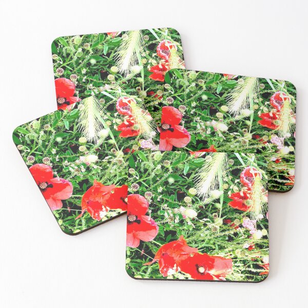 Item preview, Poppy field, grass seed heads and Poppies designed and sold by GingerCatCo.