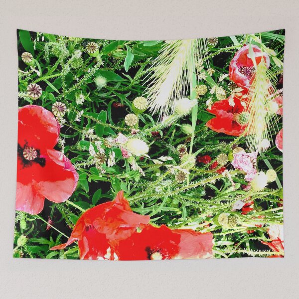 Item preview, Poppy field, grass seed heads and Poppies designed and sold by GingerCatCo.
