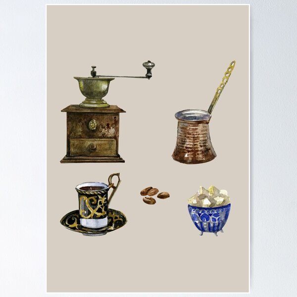 Artikel-Vorschau von Türkische Kaffeemaschine mit Cezve und Mühle, designt und verkauft von Alicia Chee.