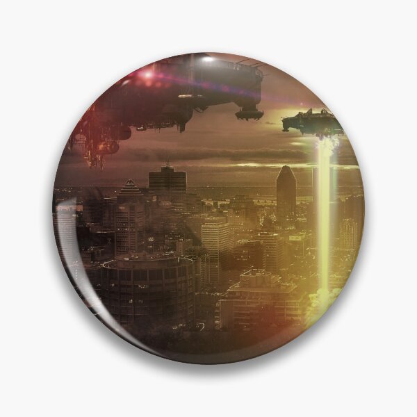 Item preview, Colorful UFO Spaceships Over City designed and sold by mydesignsbylar.