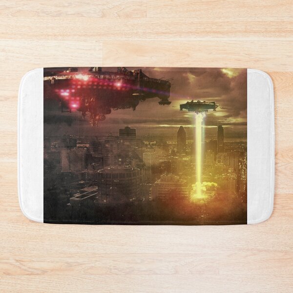 Item preview, Colorful UFO Spaceships Over City designed and sold by mydesignsbylar.