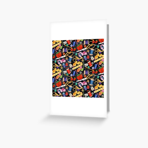 Sewing Notions on Black Greeting Card