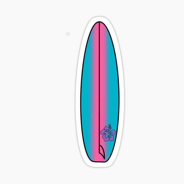 blue and pink surfboard