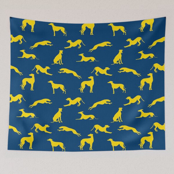 Item preview, Greyhound Silhouettes - Yellow FFDC00 on Blue 003A6F  designed and sold by GreytGraphicals.