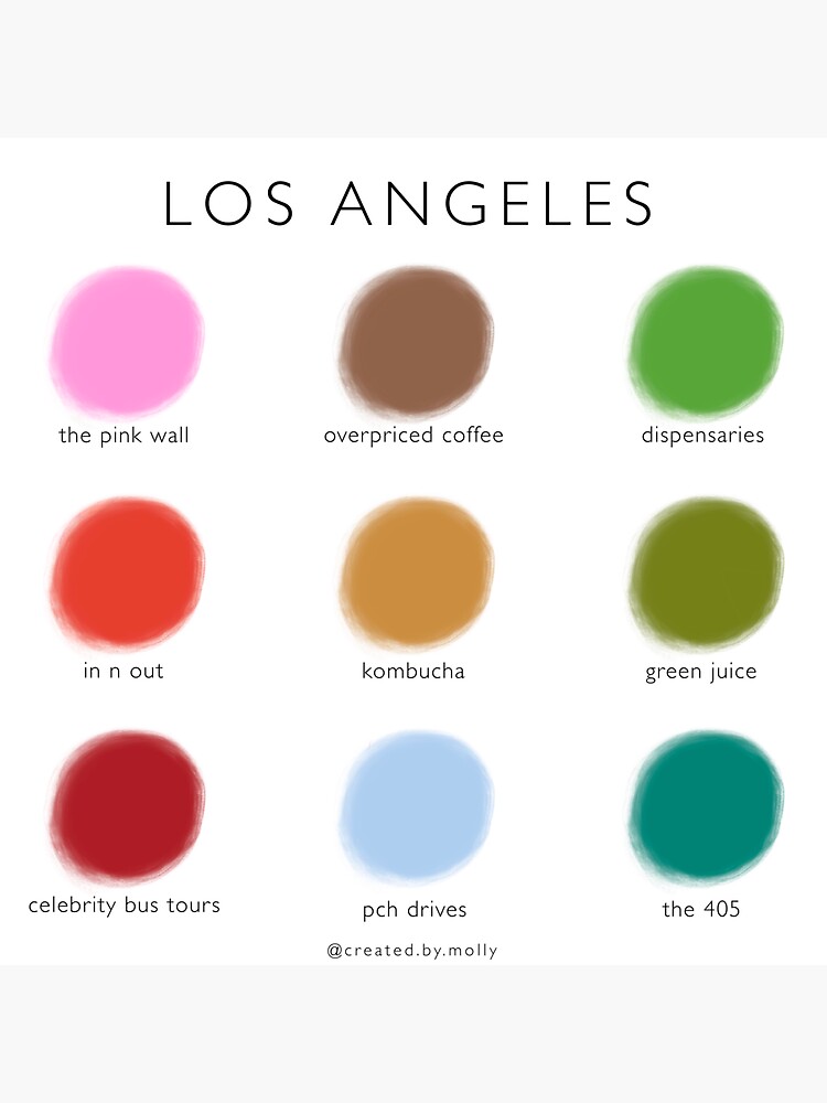 "Los Angeles Color Palette" Sticker by createdbymolly Redbubble