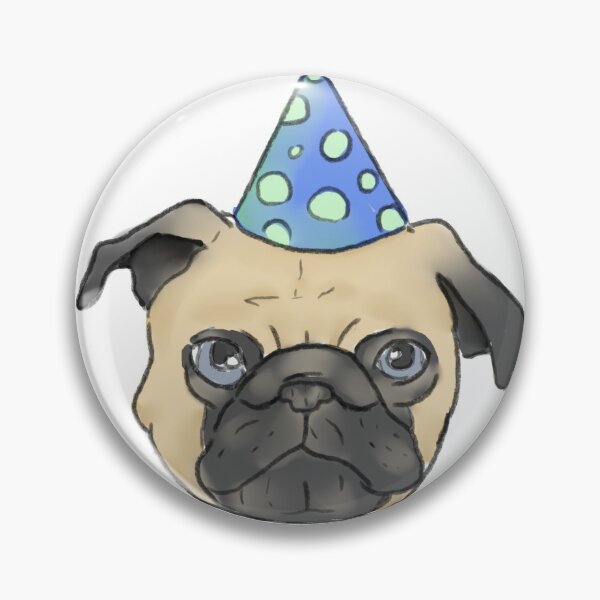 Item preview, party pug designed and sold by DoodlesByBelle.