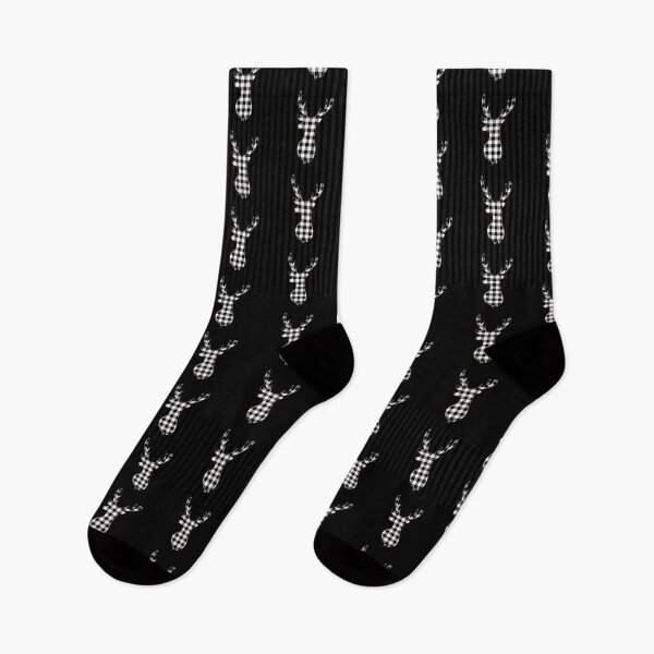Item preview, Buffalo Plaid Black and White Deer Head with Antlers designed and sold by byink.