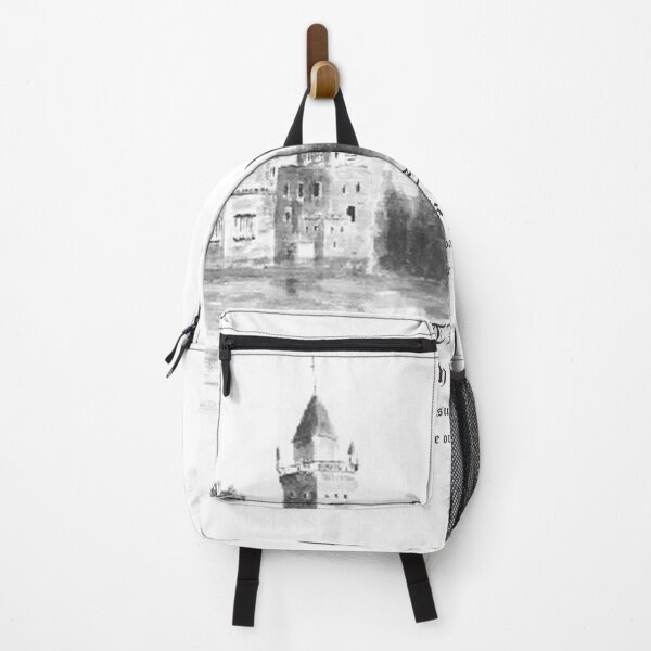Item preview, ancient castle by the lake black and white designed and sold by ColorandColor.