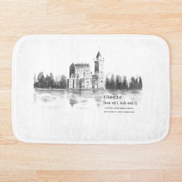 Item preview, antiguo castillo junto al lago en blanco y negro designed and sold by SelenePaintings .