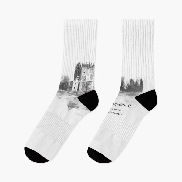 Item preview, ancient castle by the lake black and white designed and sold by ColorandColor.