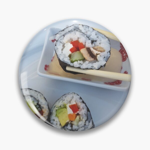 Artikelvorschau, Hausgemachtes Sushi-Essen, das mit Stäbchen in Wafu-Sauce getaucht wird entworfen und verkauft von stina-bee.