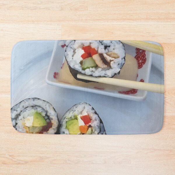 Item preview, Homemade sushi food being dipped in wafu sauce with chopsticks designed and sold by stina-bee.