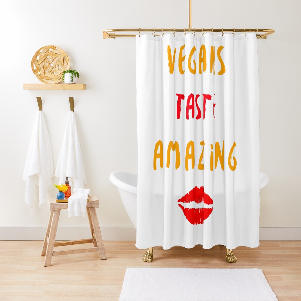 Vegans Taste Amazing with Lips Shower Curtain