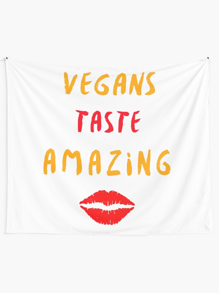 Alternate view of Vegans Taste Amazing with Lips Tapestry