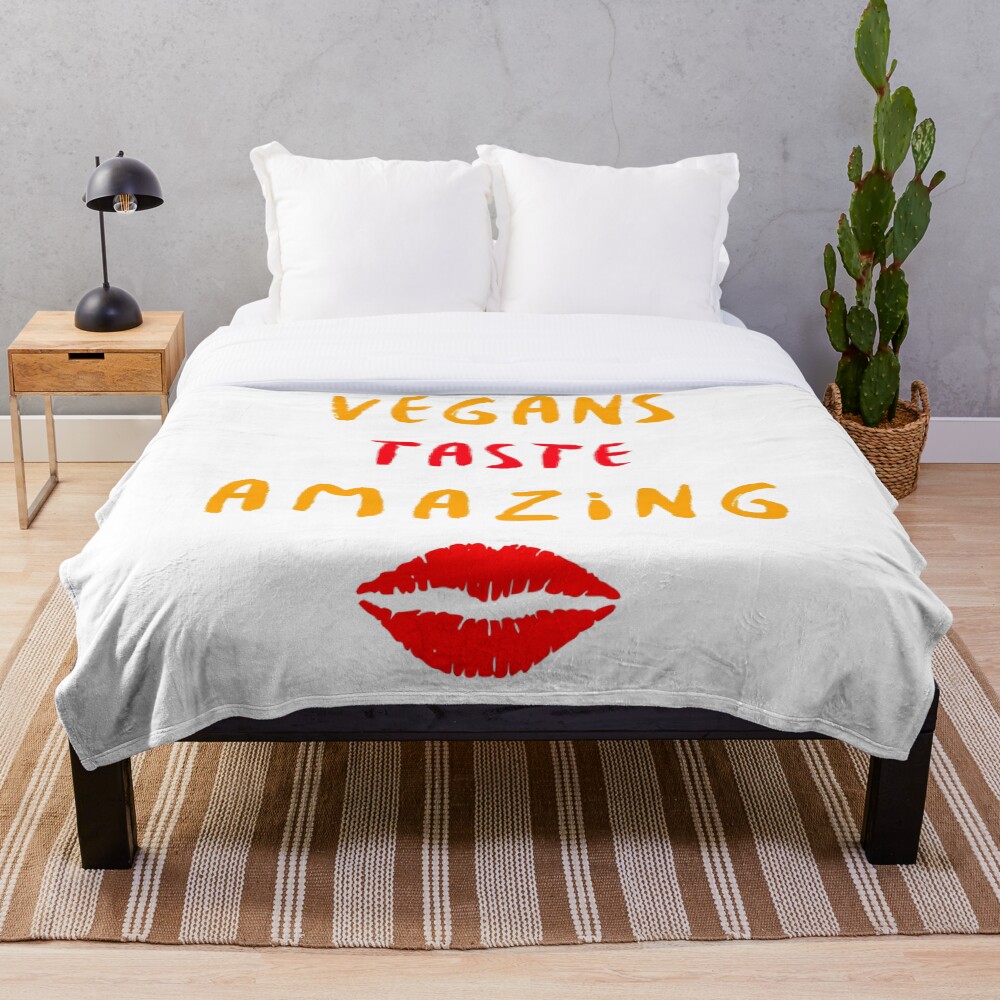 Vegans Taste Amazing with Lips Throw Blanket
