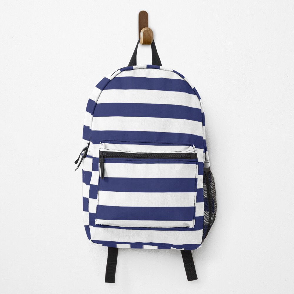 blue striped backpack