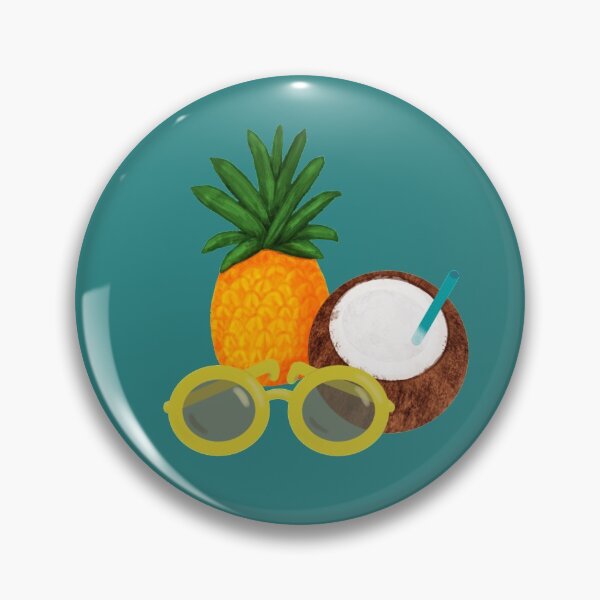 Item preview, Tropical Pattern: Pineapple, Sunglasses and Coconut Drink, Teal designed and sold by JenaWDesigns.